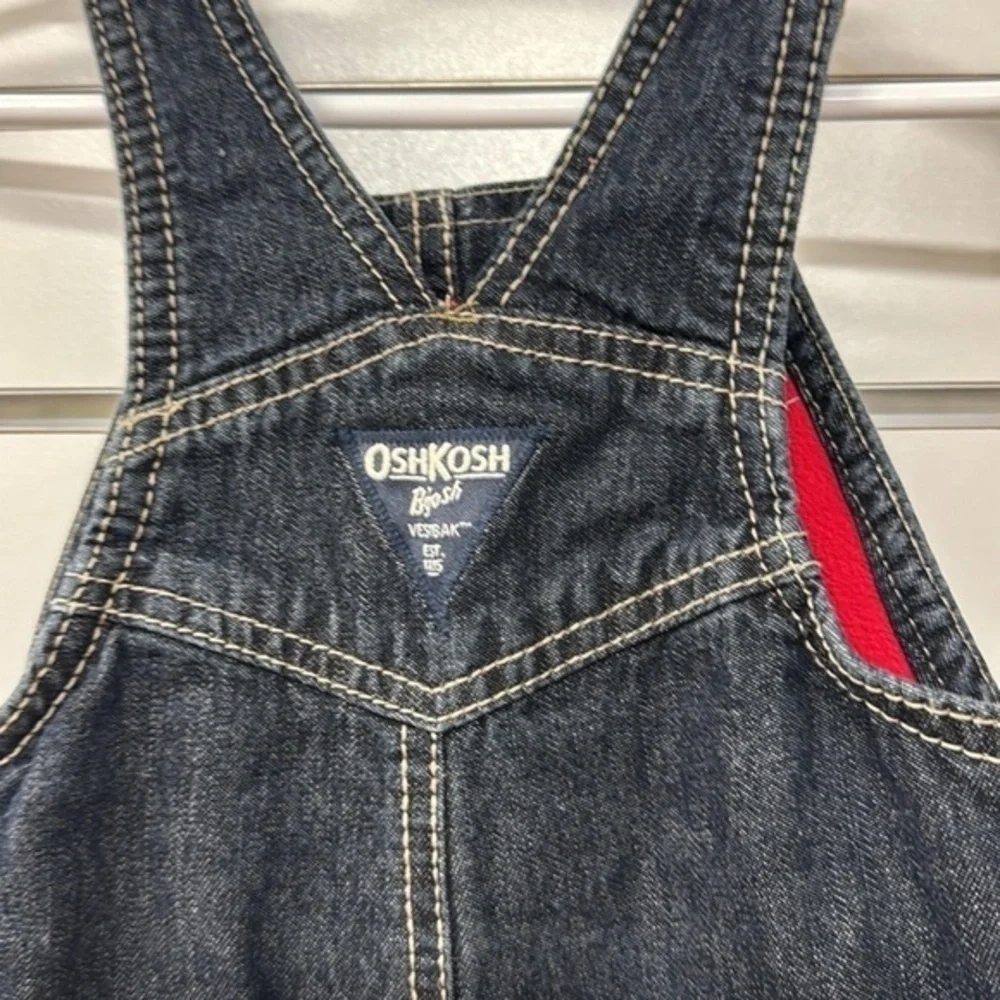 OshKosh‎ B’Gosh veatbak red fleece lined denim jean bib overalls 6mos